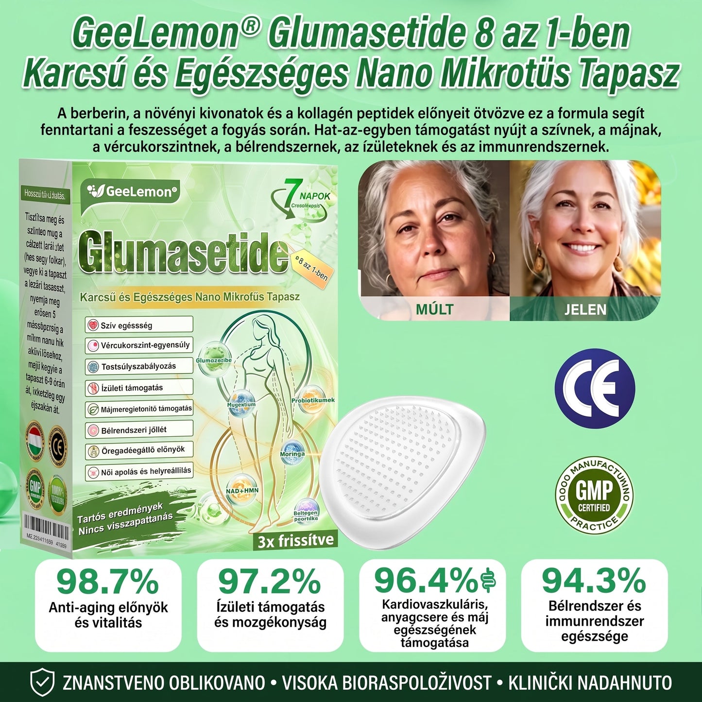 GeeLemon® Moringa + Berberin + NAD+ 15 az 1-ben nanomikrotűs tapasz | A testápolás új generációja fejlett nanoformulával🫀