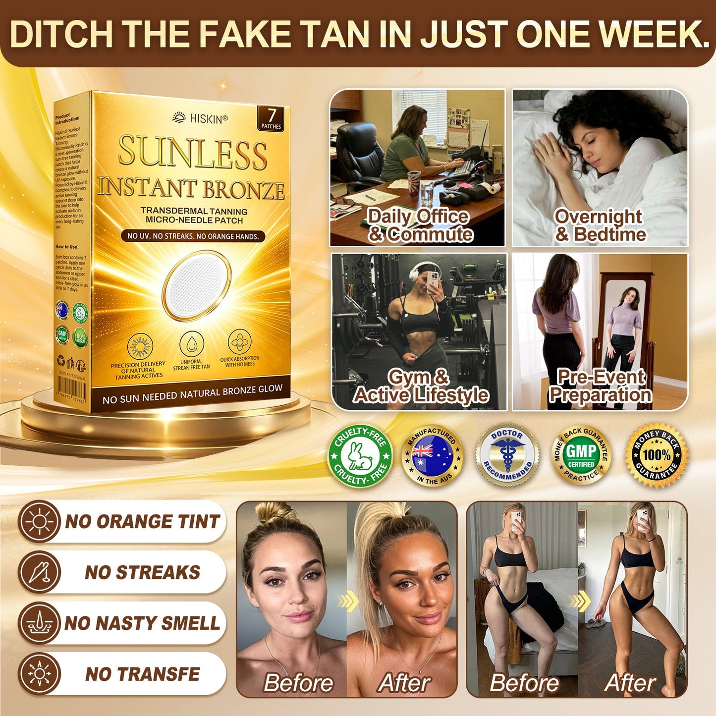 𝑶𝒇𝒇𝒊𝒄𝒊𝒂𝒍 𝑺𝒕𝒐𝒓𝒆🥂 𝐇𝐢𝐬𝐤𝐢𝐧® 𝐒𝐮𝐧𝐥𝐞𝐬𝐬 𝐈𝐧𝐬𝐭𝐚𝐧𝐭 𝐁𝐫𝐨𝐧𝐳𝐞 𝐓𝐚𝐧𝐧𝐢𝐧𝐠 𝐌𝐢𝐜𝐫𝐨𝐧𝐞𝐞𝐝𝐥𝐞 𝐏𝐚𝐭𝐜𝐡  (𝐉𝐮𝐬𝐭 𝐨𝐧𝐜𝐞 𝐚 𝐝𝐚𝐲) 𝐕𝐢𝐬𝐢𝐛𝐥𝐞 𝐁𝐫𝐨𝐧𝐳𝐞 𝐆𝐥𝐨𝐰 𝐢𝐧 𝟕 𝐃𝐚𝐲𝐬 —— 𝐍𝐨 𝐔𝐕, 𝐍𝐨 𝐎𝐫𝐚𝐧𝐠𝐞, 𝐍𝐨 𝐒𝐭𝐫𝐞𝐚𝐤𝐬, 𝐍𝐨 𝐃𝐇𝐀, 𝐍𝐨 𝐌𝐞𝐬𝐬.